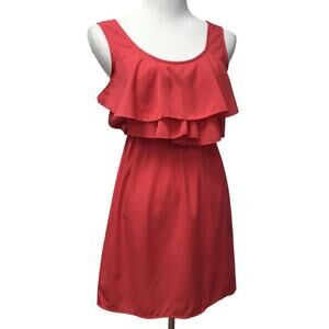 Up By Ultra Pink Dress Womens Small Tiered Flounce Red Ruffle